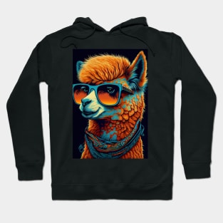 Alpaca Wearing Sunglasses and Bandana Hoodie